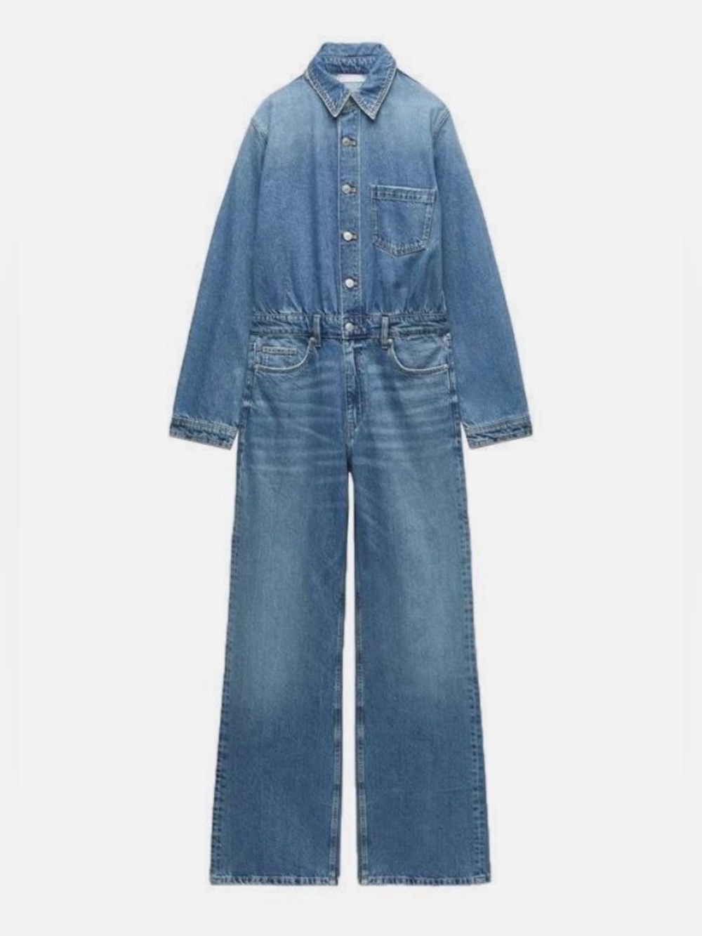 Zara 100% Cotton Denim Utility Jumpsuit, Size M, NWT